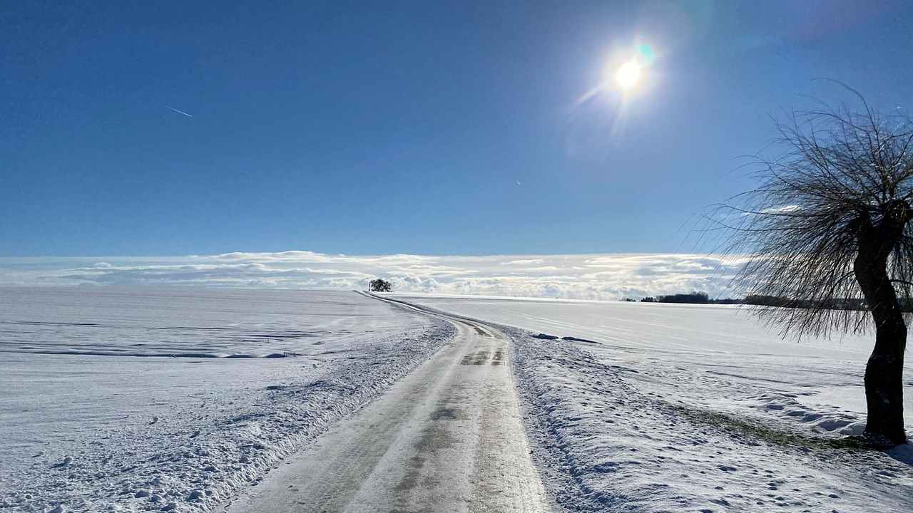 Paesaggio innevato con sole