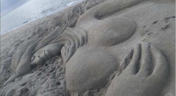 Giulia Tramontano, la scultura di sabbia compare a Sassari
