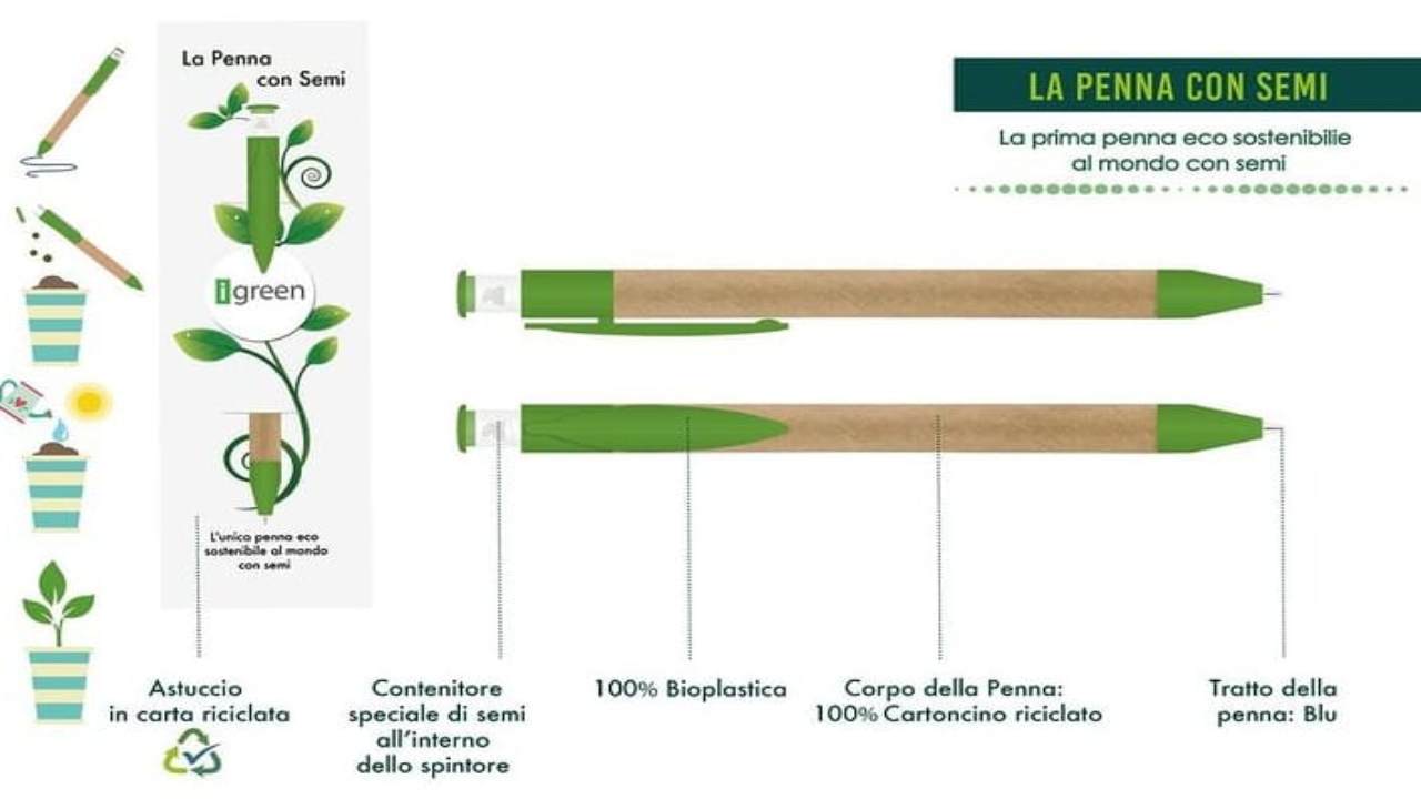 Una penna realizzata con i semi iGreen