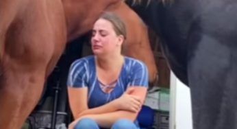 La donna piange disperata, quello che fa il suo cavallo commuove milioni di utenti